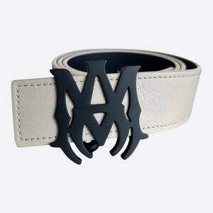 Amiri White & Black MA Logo Reversible Leather Belt
